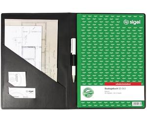 SIGEL EF410 Couverture de protection pour formulaires A4 (par exemple commande, facture, bon de livraison) avec pochettes pratiques pour reçus et porte-stylo intégré, noir
