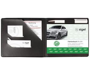 SIGEL EF610 Housse de protection pour documents format A6 paysage (par exemple carnet de conduite, reçus) avec poches pratiques pour reçus et porte-stylo intégré Noir