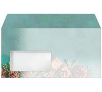 SIGEL Enveloppes de Noël 22 x 11 cm | DU642, motif branches de sapin, vert/brun/rouge, gommées, 50 enveloppes