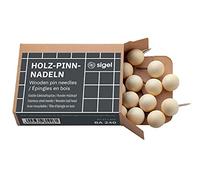 SIGEL Épingles en bois SIGEL 1,20 x 2,20 cm | BA240, grande tête en bois, beige, 25 pièces