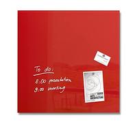 SIGEL GL114 Tableau magnétique en verre premium, surface brillante, 48 x 48 cm, verre de sécurité, montage facile, 3 aimants néodyme inclus, rouge - Artverum