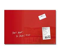 SIGEL GL122 Tableau magnétique en verre premium, surface brillante, 60 x 40 cm, verre de sécurité, montage facile, 3 aimants néodyme inclus, rouge - Artverum