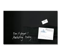 SIGEL GL130 Tableau magnétique en verre premium, surface brillante, 78 x 48 cm, verre de sécurité, montage facile, 3 aimants néodyme inclus, noir - Artverum