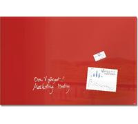SIGEL GL142 Tableau blanc en verre / grand tableau magnétique en verre Artverum, 65x100 cm, rouge