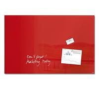 SIGEL GL142 Tableau magnétique en verre premium, surface brillante, 100 x 65 cm, verre de sécurité, montage facile, 3 aimants néodyme inclus, rouge - Artverum