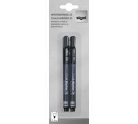 SIGEL GL177 Lot de 2 marqueurs à craie liquide 20, effaçables. Pointes ogives Ø 1 à 2 mm, noir