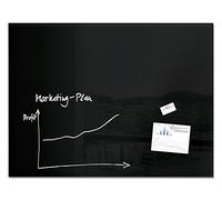 SIGEL GL210 Tableau magnétique en verre premium, surface brillante, 120 x 90 cm, verre de sécurité, montage facile, 2 aimants néodyme inclus, noir - Artverum