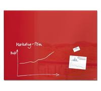SIGEL GL212 Tableau blanc en verre / grand tableau magnétique en verre Artverum, 120x90 cm, rouge