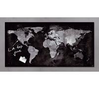 SIGEL GL270 Tableau magnétique en verre, 91 x 46 cm, carte du monde, noir-gris - Artverum GL270
