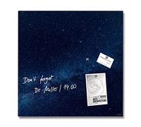 SIGEL GL273 Tableau magnétique en verre premium, surface brillante, 48 x 48 cm, verre de sécurité, montage facile, 3 aimants néodyme inclus, ciel étoilé bleu - Artverum