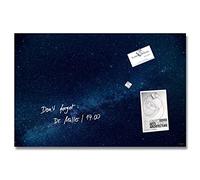 SIGEL GL283 Tableau magnétique en verre premium, surface brillante, 40 x 60 cm, verre de sécurité, montage facile, 3 aimants néodyme inclus, ciel étoilé bleu - Artverum