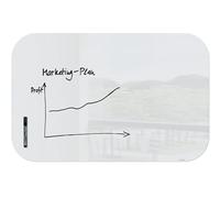 SIGEL GL303 Tableau magnétique en verre premium, surface brillante, coins arrondis, 100 x 65 cm, verre de sécurité, montage facile, 1 marqueur noir inclus, super blanc - Artverum