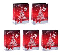 SIGEL Gt022 Lot de 5 Sacs Cadeaux Noël, 33 X 26 cm, Rouge et Blanc