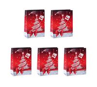 SIGEL Gt023 Lot de 5 Sacs Cadeaux Noël, 23 X 17 cm, Rouge et Blanc