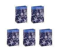 SIGEL Gt026 Lot de 5 Sacs Cadeaux Noël, 23 X 17 cm, Bleu et Blanc
