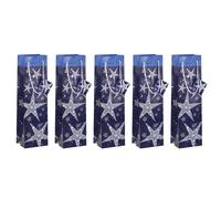 SIGEL GT027 Christmas Bottle Gift Bag "Shining Stars", 10 x 35 x 8 cm, 5 Pieces