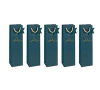 SIGEL GT036 SAC CADEAU BOUTEILLE, BLEU PÉTROLE, 10 X 35 CM GT036-5