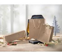 SIGEL GT037 Pochette cadeau grande - beige - avec fond, étiquette cadeau et cordons de transport de couleur assortie - carton kraft - 26 x 33 cm