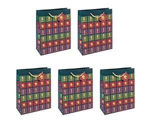 SIGEL GT046 Sac cadeau grand, vert, rouge, violet, 26 x 33 cm