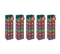SIGEL GT048 Sac cadeau bouteille, vert, rouge, violet, 10 x 35 cm