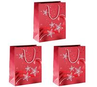 SIGEL Gt107 Lot de 3 Sacs Cadeaux Noël, 33 X 26 cm, Rouge et Blanc