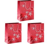 Sigel Gt107 Lot De 3 Sacs Cadeaux Noël, 33 X 26 Cm, Rouge Et Blanc