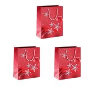 SIGEL Gt108 Lot de 3 Sacs Cadeaux Noël, 23 X 17 cm, Rouge et Blanc
