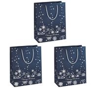 SIGEL GT110 Christmas Gift Bag "Silver Snowflakes", large, 26 x 33 x 12.5 cm, 3
