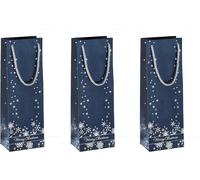 Sigel Gt110 Lot De 3 Sacs Cadeaux Noël, 33 X 26 Cm, Bleu Nuit Et Argent