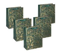 SIGEL GT118 Sac cadeau grand - vert - y compris garniture de fond pour plus de stabilité et poignées en ruban de soie de couleur assortie - papier - 26 x 33 cm, 5 piéces