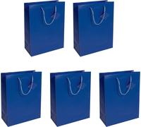 Sigel Gt504 Lot De 5 Sacs Cadeaux, Moyenne, 23 X 17 Cm, Mat, Bleu Foncé