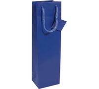 SIGEL GT505 Sac cadeau bouteille - bleu outremer - mat - avec fond et étiquette cadeau - papier - 10 x 35 cm