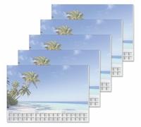 SIGEL H6470/5 Lot de 5 Sous-mains en papier, calendriers sur 3 ans et semainier, design plage, A2 (59, 5 x 41 cm), bleu et vert, 5 x 30 feuilles