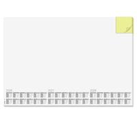 SIGEL H6490 Sous-main en papier, calendriers sur 3 ans et semainier, design memo, blanc avec bloc notes jaune intégré, A2 (59, 5 x 41 cm), blanc et jaune, 30 feuilles