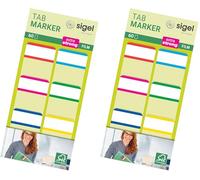 SIGEL Hn201 Marque-Pages Rigides "Tab Marker" en Film Transparent, 60 Feuilles de 3,8 X 2,5 cm, 6 Couleurs (Lot de 2)