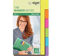 SIGEL Hn205 Marque-Pages Tab Marker Notes, en Papier, 6 Couleurs, 42 Flles, 9,8 X 14,8 cm