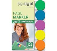 SIGEL HN301 Marque-pages adhésifs en papier film transparent, 200 feuilles 5 x 1,5 cm, 5 couleurs