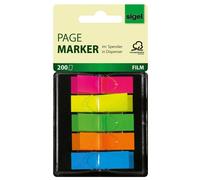 SIGEL HN489 Index repositionnables / Z-marker, film, rouge fluo, jaune, vert, orange, bleu, 45x12 mm, 200 bandes
