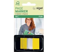 SIGEL Hn490 Marque-Pages Adhésifs, Papier Film Transparent, en Distributeur Z, 50 Feuilles de 4,3 X 2,5 cm, Color-Tip Jaune