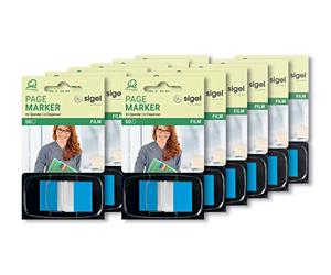 SIGEL Hn492 Marque-Pages Adhésifs en Papier Film Transparent, en Distributeur Z, 600 Feuilles de 4,3 X 2,5 cm, Color-Tip Bleu