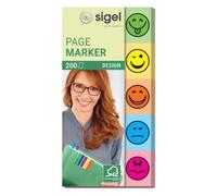 SIGEL HN502 Designer PageMarkers "Smile", 5 x 40 sheets, Green/Yellow/Orange/Blu