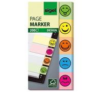 SIGEL HN502 Index repositionnables, papier, Design Smile, vert, jaune, orange, bleu, rose, 50x20 mm, 200 bandes