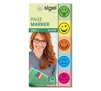 SIGEL Hn502 Marque-Pages Smiley en Papier, 200 Feuilles de 5 X 2 cm, 5 Couleurs