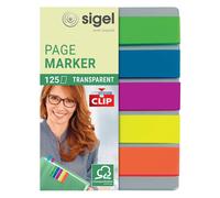 SIGEL HN610 PageMarkers "Mini" with clip, 5 x 25 sheets, Green/Blue/Pink/Yellow/