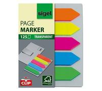 SIGEL HN611 Index repositionnables, film, avec clip, flèches, 50x12 mm, vert, bleu, violet, jaune, orange, 125 BL
