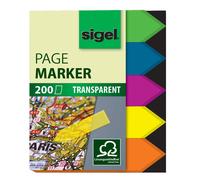 SIGEL HN613 Index repositionnables, film, petites flèches, vert, bleu, violet, jaune, orange, 45x12 mm, 200 bandes