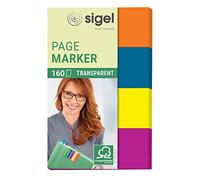 Sigel Marque-pages adhésifs HN614 – Film transparent, 160 feuilles 5×2 cm, 4 couleurs