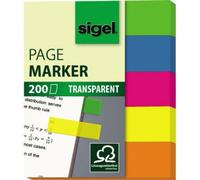 SIGEL HN615 Index repositionnables, film, vert, bleu, violet, jaune, orange, 50x12 mm, 200 bandes
