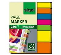 SIGEL HN616 Index repositionnables, film, vert, bleu, violet, jaune, orange, 50x6 mm et 50x12 mm, 280 bandes