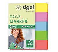 Sigel Marque-pages adhésifs Hn625, papier, 200 feuilles (5 x 1,2 cm), 5 couleurs